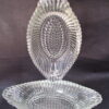 Ribbed, Clear Glass shallow oval bowl