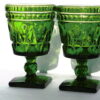 Renaissance Style Indiana Glass Avocado Green Goblet Set