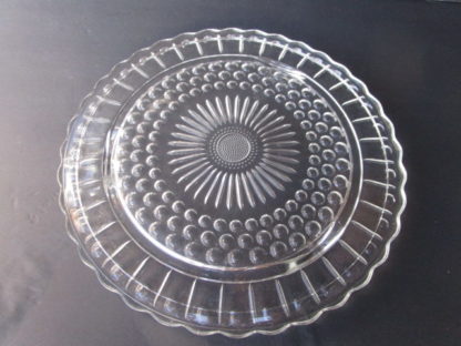 federal glass clear pattern cake plate