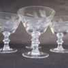 four-piece clear wine glass set with etched foliage