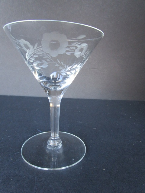 Clear Wine Glass with flowers and foliage