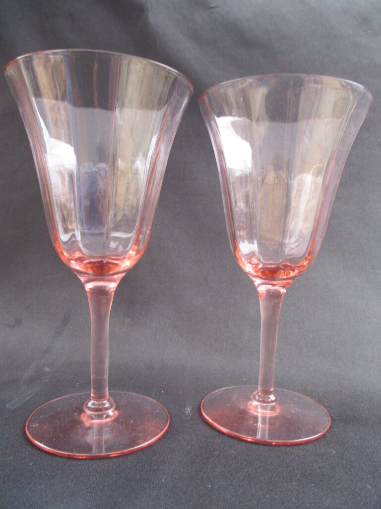 Salmon Pink Paneled Wine Glass Set
