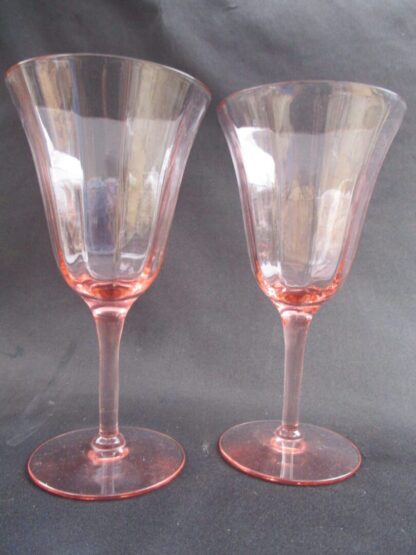 Salmon Pink Paneled Wine Glass Set