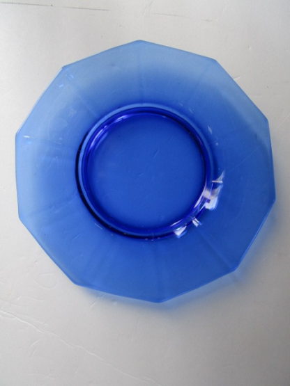 Cobalt Blue Glass Plates with Paneled Rim