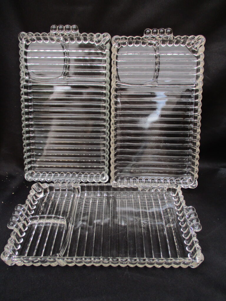 Hazel Glass Clear Glass Ribbed Compartment Trays