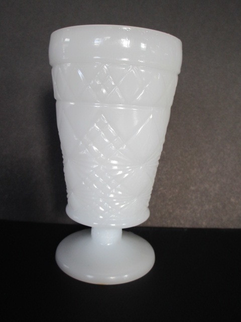 Opal Milk Glass Goblet with low pedestal base for sale