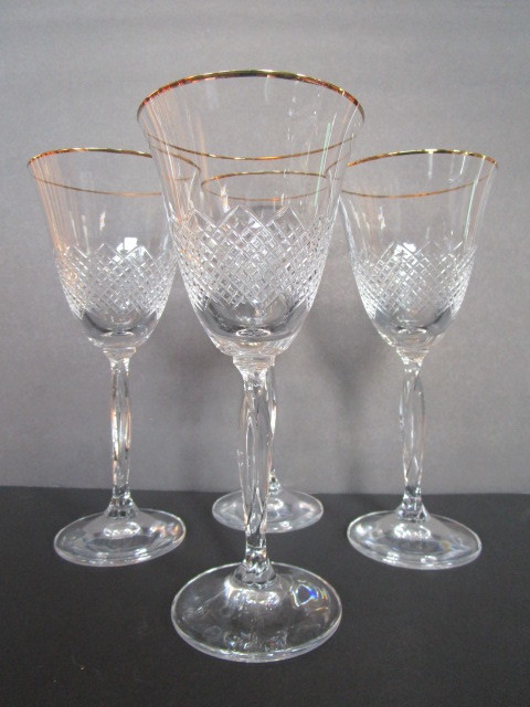 Clear Crystal Goblet set with gold rim