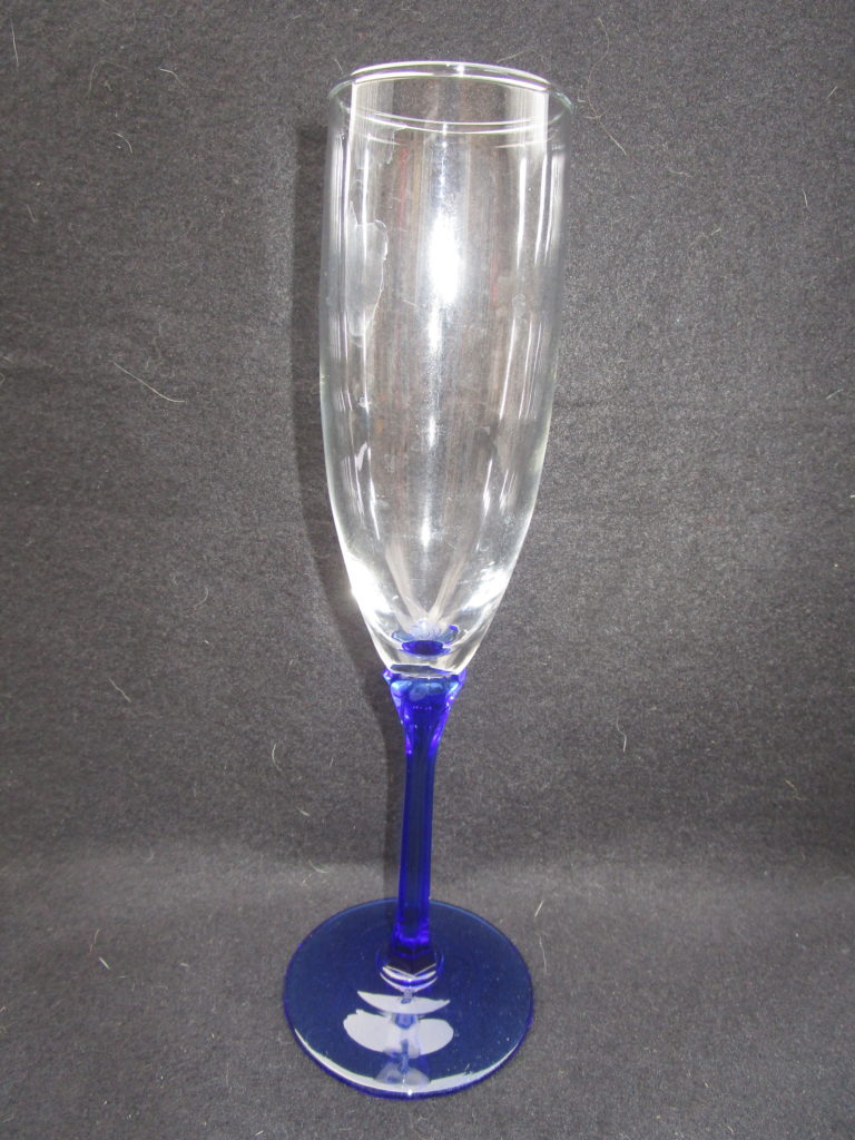 Clear Wine Glass with Cobalt Blue Leaf Stem