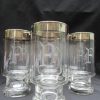 F Initial Footed Tumbler Set with Platinum Band Rim