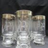 F Initial Footed Tumbler Set with Platinum Band Rim