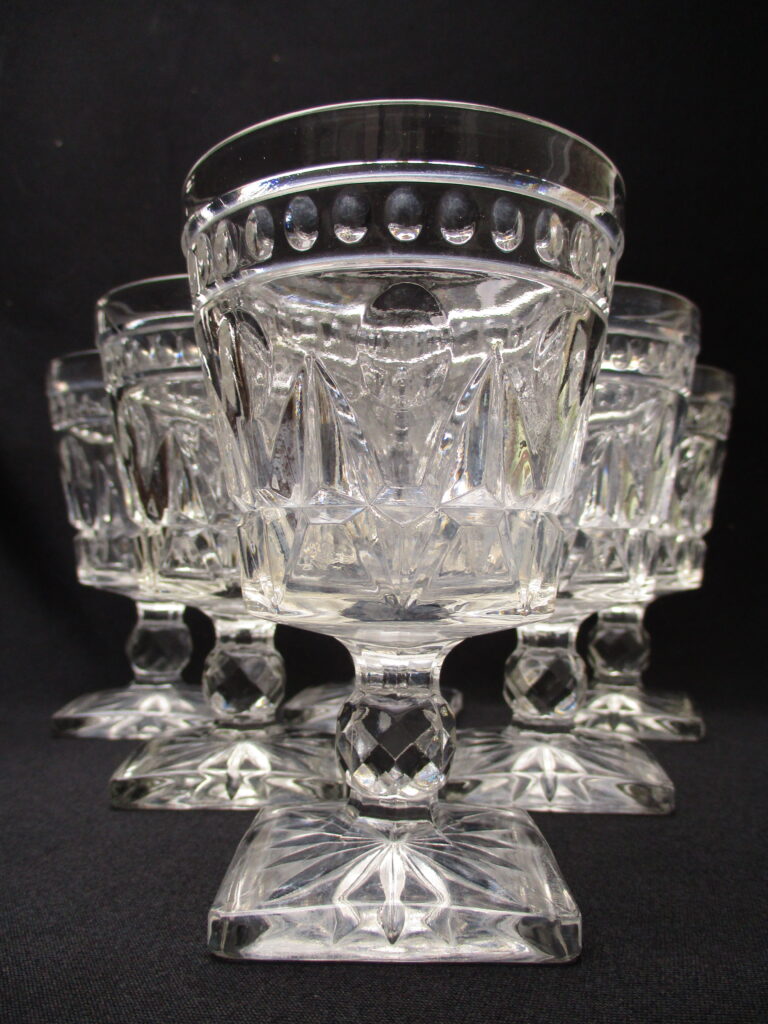 Renaissance Style Indiana Glass Clear Water Goblet Set