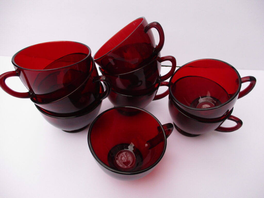 Cranberry Red Punch Bowl Cups only for sale