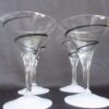 Wine Glass set with platinum swirls and white frosted base