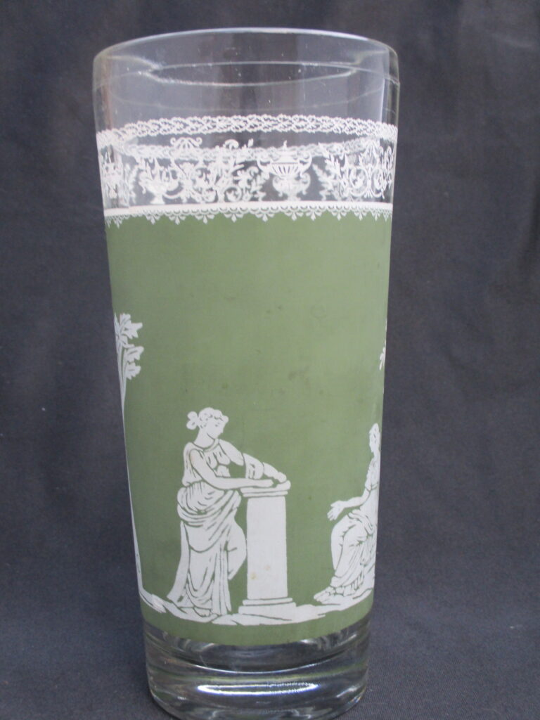 Front view of Greek Hellenic Style Green Jasperware Glass