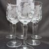 Clear Crystal Wine Glass set with elegant flower etching