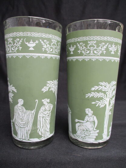 Hellenic Style Green Jasperware Glass with Ribbed Interior