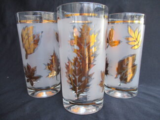 Three piece Libbey Glasses with floral designs