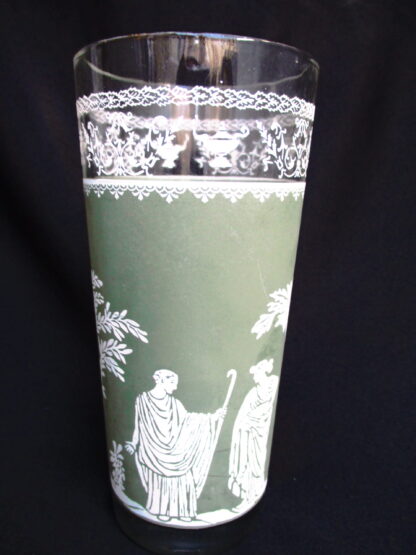 Front look of Greek Hellenic Style Green Jasperware Glass