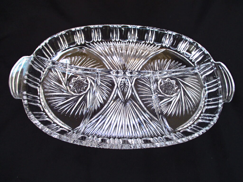 Clear Oval Crystal Tray with Tab Handles