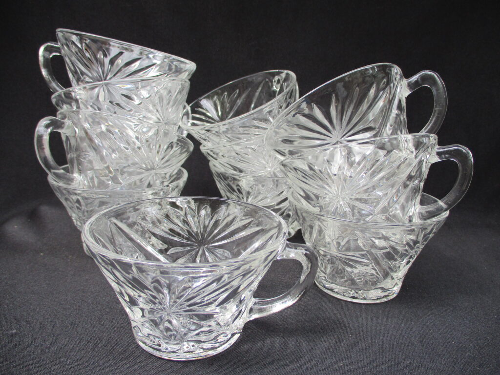 Anchor Hocking Pres Bowl Pattern Punch Bowl Cups