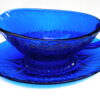Cobalt Blue Glass Gravy Boat and Underplate