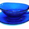 Cobalt Blue Glass Gravy Boat and Underplate