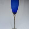 Cobalt Blue Wine Glass Flute with silver plated heart stem