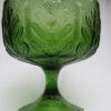 oak leaf embossed green glass pedestal compote candy dish