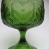 oak leaf embossed green glass pedestal compote candy dish