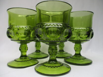 Colony King Crown Pattern Avocado Green Glass Set