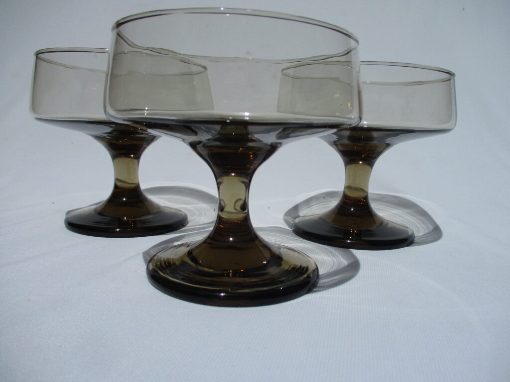 Smoky Amber Color Glass Dessert Cups