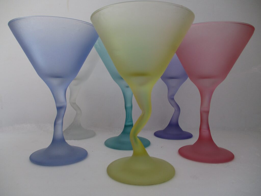 Frosted Martini Glasses in pastel colors