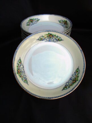 Noritake Japan Sorrento Blue Fruit Basket Patter Coup Soup Bowls