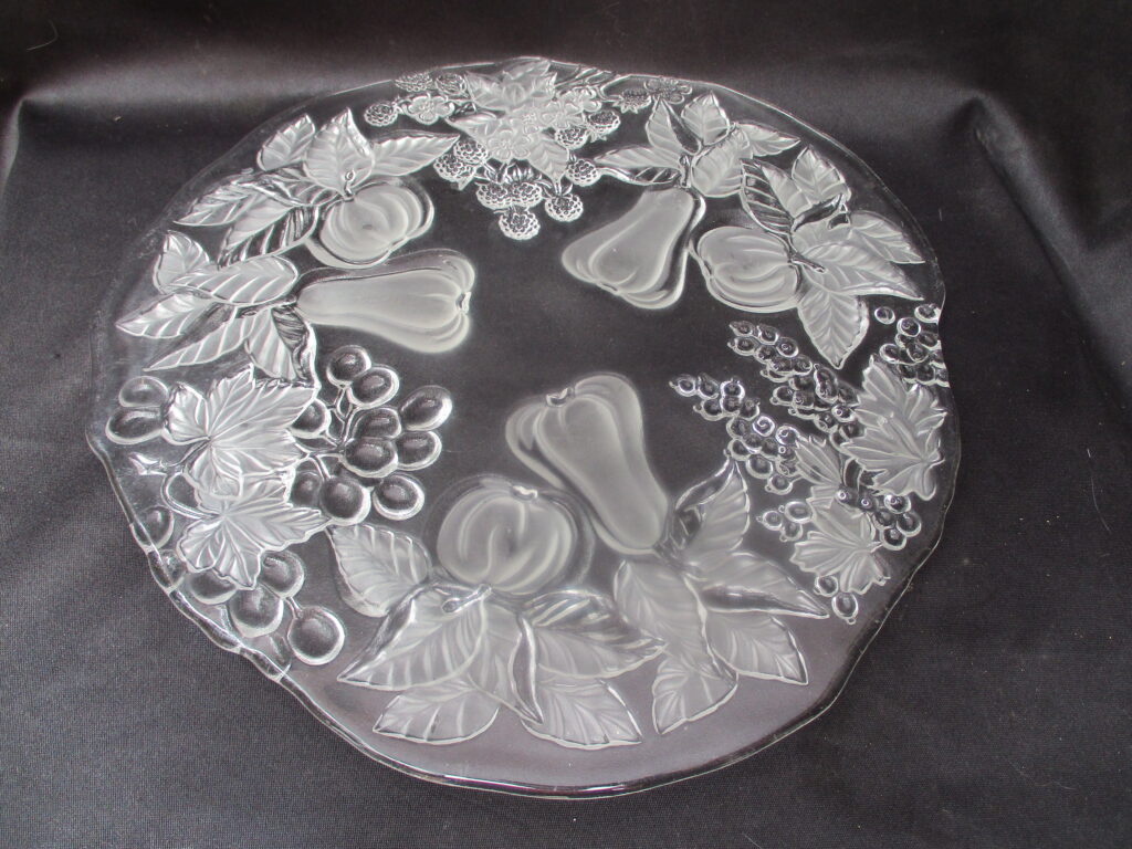 Organic Form Clear Glass Platter with Frosted Fruit