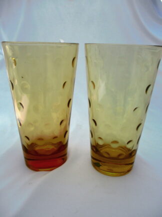 Hazel Atlas El Dorado Amber Color Optic Dot Tumblers