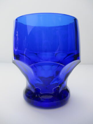 Georgian Thumbprint Honeycomb Pattern Cobalt Blue Rock Glass