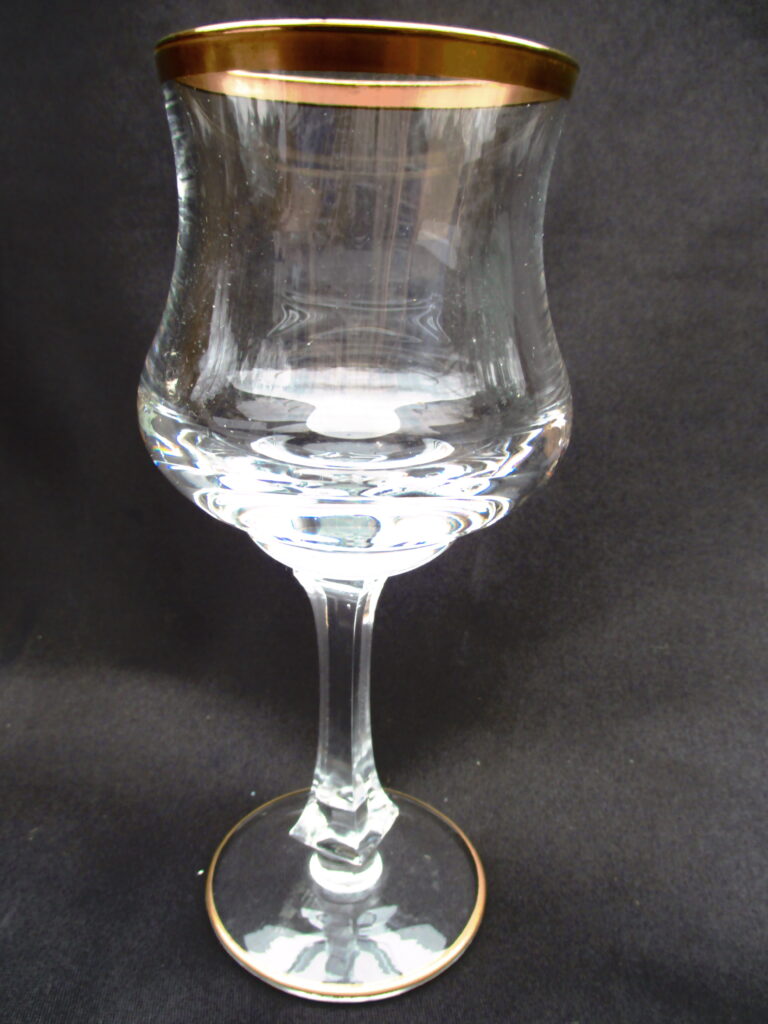 Clear Crystal Victorian Wine Glass with Gold Band Rim
