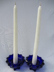 Cobalt Blue Glass Candleholder Set