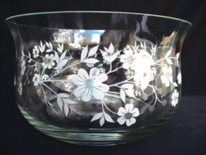 Regency Crystal Bowl Frosted Floral Motif Design