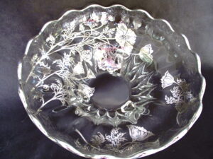 Silver City Crystal Bowl Features Sterling Silver Poppy Floral Motif Overlay 3 Towed