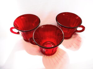 Red Glass Cups (no saucers)
