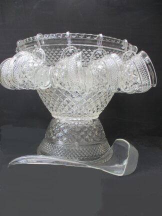 Anchor Hocking Wexford Pattern Punch Bowl Set