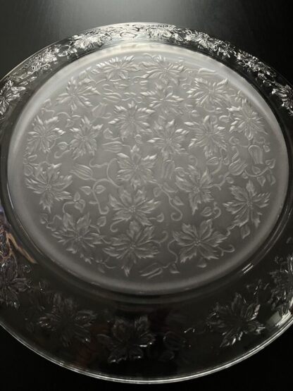 A close up of the bottom of a glass plate